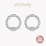 CZ Stud Earrings 925 Silver Geometric Fine Jewelry