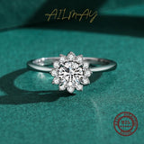 Clear Zircon 925 Silver Flower Ring For Women Wedding