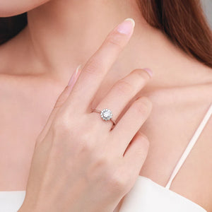 Clear Zircon 925 Silver Flower Ring For Women Wedding