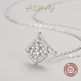 Clear Zircon Geometric Necklace 925 Sterling Silver Jewelry