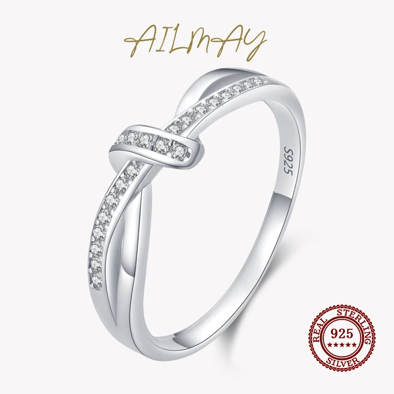 925 Sterling Silver Intertwined Lines Rings For Women