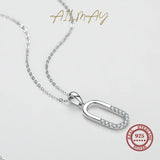 Geometric Oval 925 Silver Pendant Necklace Fine Jewelry