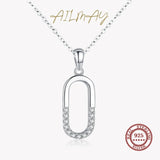 Geometric Oval 925 Silver Pendant Necklace Fine Jewelry