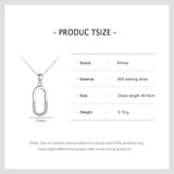 Geometric Oval 925 Silver Pendant Necklace Fine Jewelry