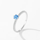 925 Silver Heart Rainbow CZ Ring Women Wedding Engagement Jewelry