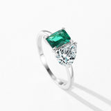 925 Silver Heart Rainbow CZ Ring Women Wedding Engagement Jewelry