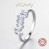 Clear CZ Charm Ring 925 Sterling Silver Trapezoid Finger Ring For Women