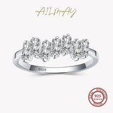 Clear CZ Charm Ring 925 Sterling Silver Trapezoid Finger Ring For Women