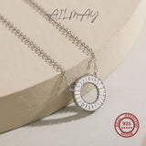 Clear Zircon 925 Silver Round Pendant Necklace For Women Wedding