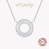 Clear Zircon 925 Silver Round Pendant Necklace For Women Wedding