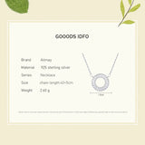 Clear Zircon 925 Silver Round Pendant Necklace For Women Wedding