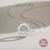 Clear Zircon 925 Silver Round Pendant Necklace For Women Wedding