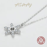 Sparkling Star Snowflake 925 Silver Pendant Necklace for Women