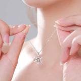 Sparkling Star Snowflake 925 Silver Pendant Necklace for Women