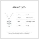 Sparkling Star Snowflake 925 Silver Pendant Necklace for Women