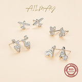 Sweet Cat Silver Stud Earrings 925 Sterling Silver CZ Anti-allergy Jewelry