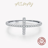 925 Sterling Silver Classic Cross CZ Ring Wedding Fine Jewelry