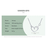 925 Silver Heart CZ Necklace Wedding Jewelry Gift