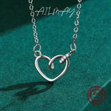 925 Silver Heart CZ Necklace Wedding Jewelry Gift