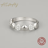 Real 925 Sterling Silver Clear Zircon Round Finger Ring