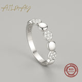 Real 925 Sterling Silver Clear Zircon Round Finger Ring