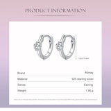925 Silver Clear Zircon Round Earrings Women Fine Jewelry Gift