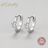 925 Silver Clear Zircon Round Earrings Women Fine Jewelry Gift