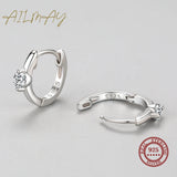 925 Silver Clear Zircon Round Earrings Women Fine Jewelry Gift