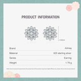 925 Silver CZ Snowflake Stud Earrings Wedding Jewelry Gift