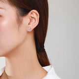 Real 925 Silver Zircon Geometric Earring for Women