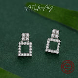 Real 925 Silver Zircon Geometric Earring for Women