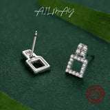 Real 925 Silver Zircon Geometric Earring for Women