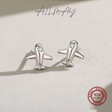 Real 925 Sterling Silver Micro aircraft Stud Earrings For Women
