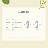 Real 925 Sterling Silver Micro aircraft Stud Earrings For Women