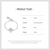 Real 925 Sterling Silver Clear Zircon Chain Link Ring
