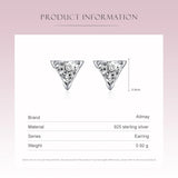 925 Silver Triangle Stud Earrings Clear Zircon Jewelry