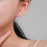 925 Silver Triangle Stud Earrings Clear Zircon Jewelry