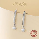 925 Silver Zircon Stars Stud Earrings for Women Wedding