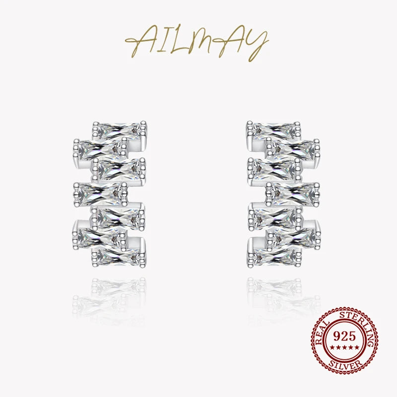 925 Silver Trapezoid Earrings Wedding Fine Jewelry