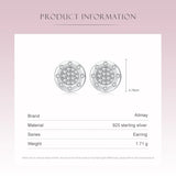 Real 925 Silver Zircon Round Earrings For Women Anti-allergy