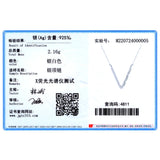 Sterling Silver V Shape Letter Pendant Necklace Zircon Female Jewelry
