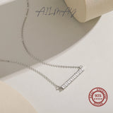 925 Silver Trapezoidal Zircon Pendant Necklace for Women