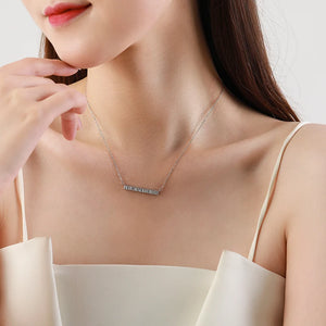 925 Silver Trapezoidal Zircon Pendant Necklace for Women