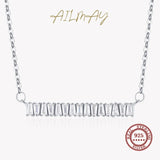 925 Silver Trapezoidal Zircon Pendant Necklace for Women