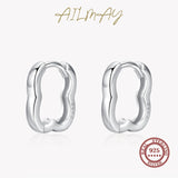 925 Silver Geometric Hoop Earrings for Women Christmas Gift
