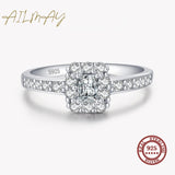 925 Silver Zirconia Rectangle Finger Ring For Women Wedding Gift