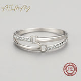 925 Silver Texture Finger Rings Women Girls Anti-allergy Fine Jewelry