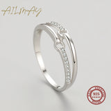 925 Silver Texture Finger Rings Women Girls Anti-allergy Fine Jewelry