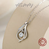 Ailmay925 Sterling Silver Water Drop Shape Pendant Necklace