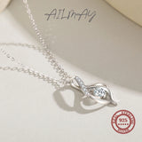 Ailmay925 Sterling Silver Water Drop Shape Pendant Necklace